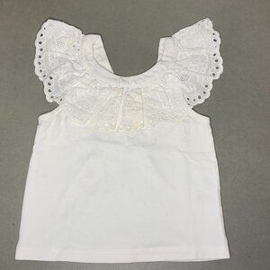 Janie and Jack White Eyelet Ruffle Collar Top 18–24M